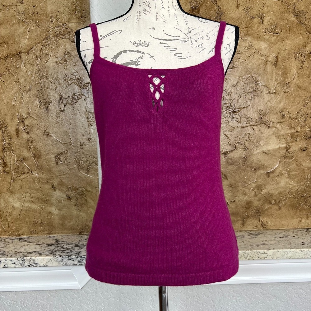 St John by Marie Gray 100% Cashmere Tank Top Womens Small Sleeveless Knit Pink